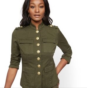New York & Company Women's Green Denim Cadet Jacket Size Small NWT $79.95